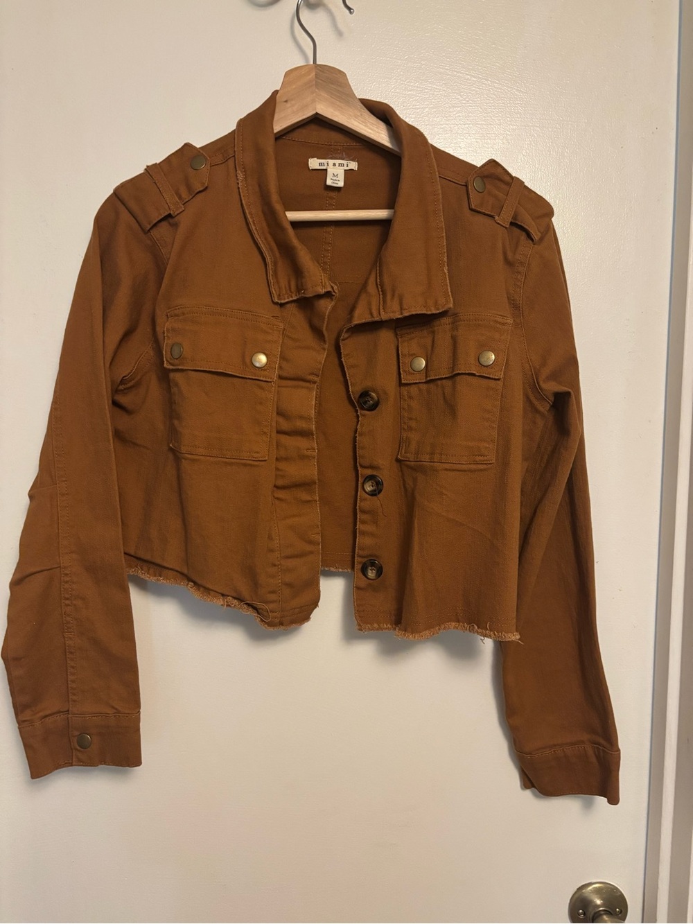 miami Cropped Jean Jacket in Cognac
